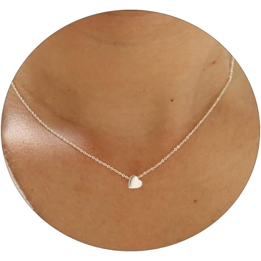 ⚡Silver love heart 14k Gold Plated CZ Pendant Necklace Gold for Women gift